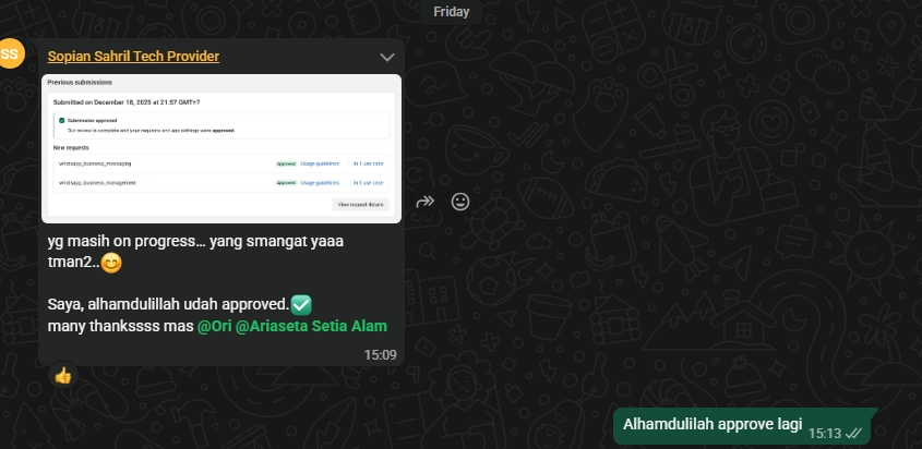Screenshot approval Meta Tech Provider member 4